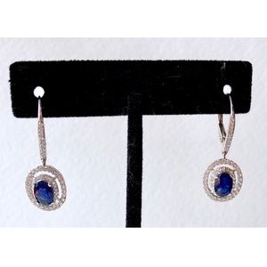 Sapphire and Cubic Zirconia Drop Earrings